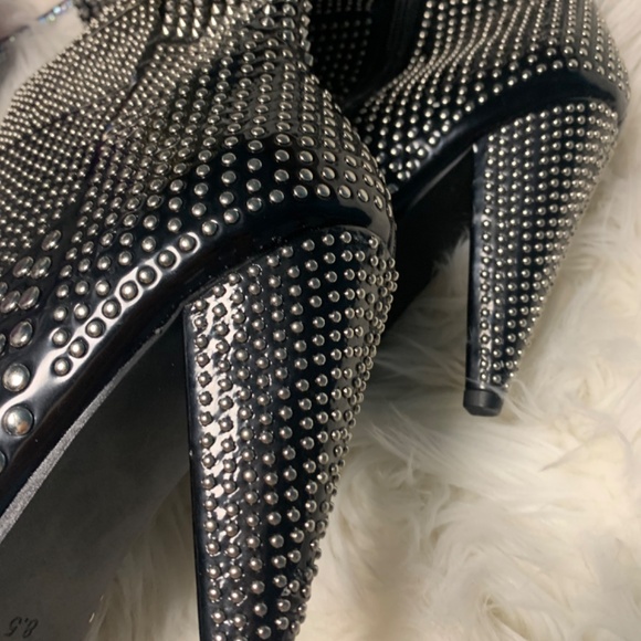 Jeffrey Campbell Black and Silver Studded Heeled Boots - Picture 4 of 4